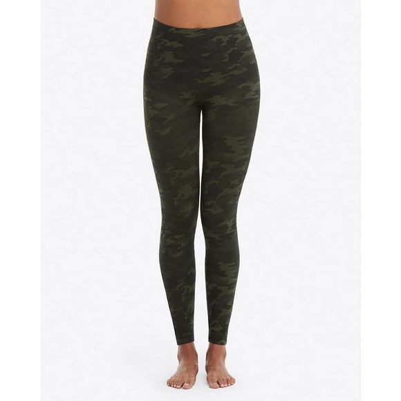SPANX Look At Me Now Seamless Leggings Green Camo Size Medium High Rise Slimming - Picture 14 of 16